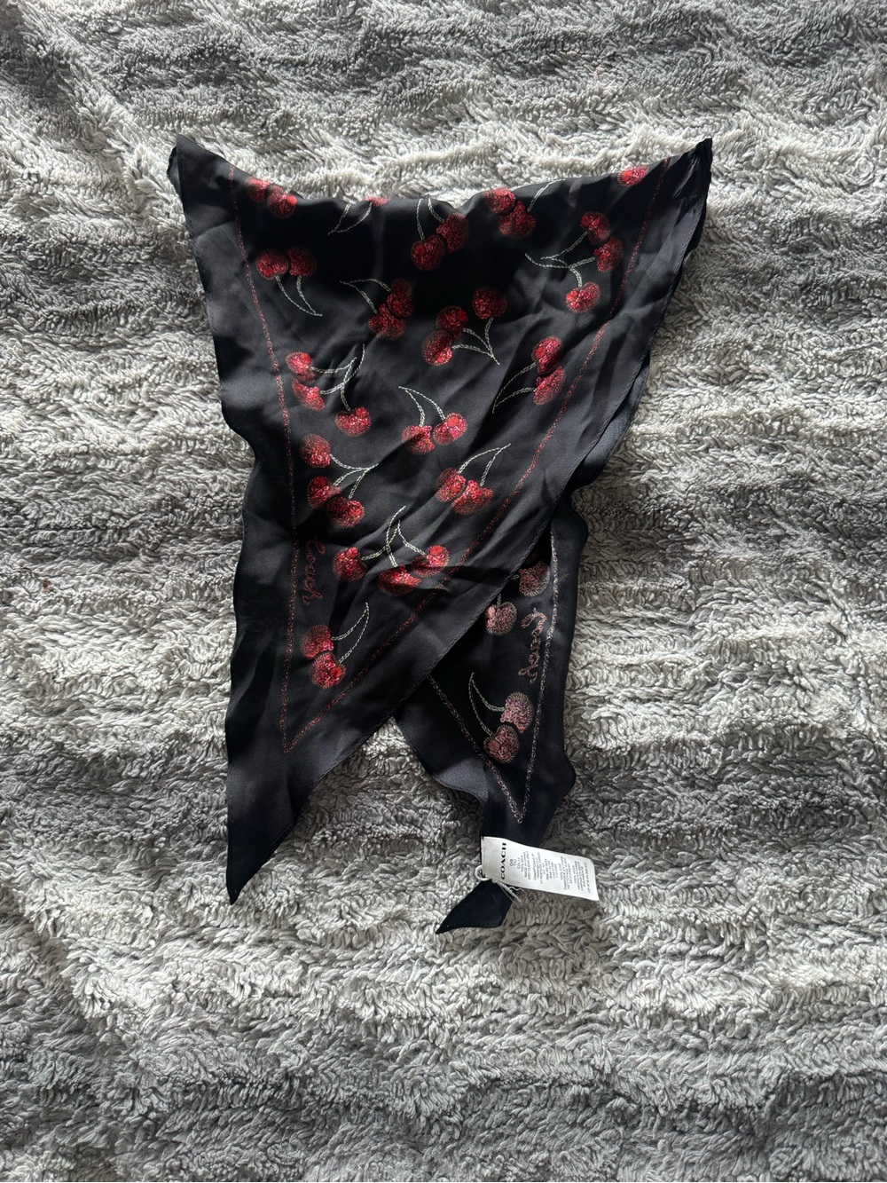Coach Cherry Silk Diamond Scarf *read description*